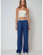 HiCCUP Pantaloni dama - talie elastica - croiala larga - bleumarin - textil