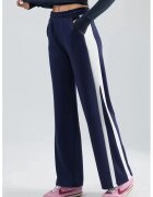 HiCCUP Pantaloni dama - talie inalta - picior larg - bleumarin - textil