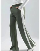 HiCCUP Pantaloni dama - talie inalta - picior larg - verde kaki - textil
