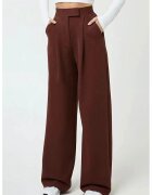 HiCCUP Pantaloni dama - textil - talie inalta - culoare maro