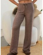 HiCCUP Pantaloni dama - tricotati - talie inalta - maro - poliester
