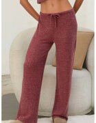 HiCCUP Pantaloni dama - tricotati - talie inalta - visiniu - material moale