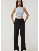 HiCCUP Pantaloni dama - tricotati texturati - croiala larga - negru - textil
