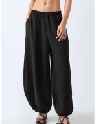 HiCCUP Pantaloni jogger - talie joasa - largi - negri - poliester