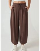 HiCCUP Pantaloni jogger - talie medie - confortabili - maro - textil