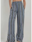 HiCCUP Pantaloni pentru dama largi - cu imprimeu - textil - albastru