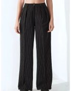 HiCCUP Pantaloni pentru dama - Palazzo - cu dungi - pliati - poliester/viscoza - negru