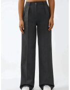 HiCCUP Pantaloni pentru dama - Palazzo - cu talie inalta - croiala larga - textil - gri inchis
