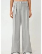 HiCCUP Pantaloni pentru dama - Palazzo - cu talie inalta - textil - gri