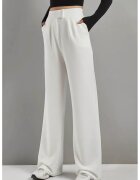 HiCCUP Pantaloni pentru dama - Palazzo - talie inalta - textil - alb