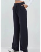 HiCCUP Pantaloni pentru dama - Palazzo - talie inalta - textil - bleumarin