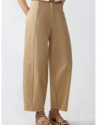 HiCCUP Pantaloni pentru dama - talie inalta - textil - bej