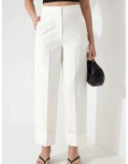 HiCCUP Pantaloni pentru dama - tiv dublu - bumbac/viscoza/elastan - alb