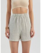 HiCCUP Pantaloni scurti dama - cu talie inalta - dungi - culoare naturala - material textil
