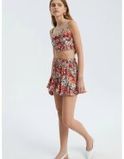 HiCCUP Pantaloni scurti dama - cu talie inalta - imprimeu floral - volane - multicolor - textil
