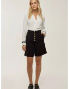 HiCCUP Pantaloni scurti dama midi plisati - talie inalta - negru - poliester
