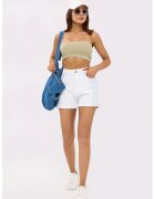 HiCCUP Pantaloni scurti dama talie inalta - alb - denim