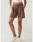 HiCCUP Pantaloni scurti dama talie inalta - plisati - Lyocell/poliester - maro