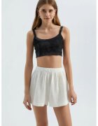 HiCCUP Pantaloni scurti - din in - talie inalta - elastic - alb