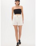 HiCCUP Pantaloni scurti - talie inalta - detalii cu curea - natur - bumbac-poliester