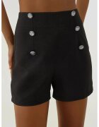 HiCCUP Pantaloni scurti - talie inalta - negri - poliester