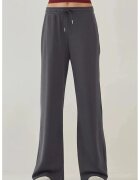 HiCCUP Pantaloni trening croi larg - talie inalta - gri carbune - modal - Gri carbune