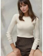 HiCCUP Pulover dama - alb - tricot - guler rotund