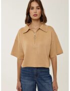 HiCCUP Pulover dama - bluza tricotata cu guler cu fermoar - slim fit - maro - tricot