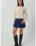 HiCCUP Pulover dama - brodat cu model impletit - alb - tricot