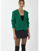 HiCCUP Pulover dama - cardigan tricotat cu nasturi - croiala lejera - acril - Verde Padure