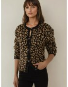HiCCUP Pulover dama - cardigan tricotat - imprimeu leopard - croiala lejera - maro - tricot