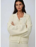 HiCCUP Pulover dama - cardigan tricotat texturat cu nasturi - natural - acril