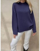 HiCCUP Pulover dama - confortabil - albastru cobalt - tricot