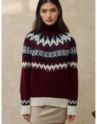 HiCCUP Pulover dama - cu guler inalt - tricot - Rosu Burgund -