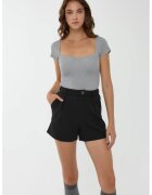 HiCCUP Pulover dama - cu guler patrat - slim fit - gri - tricot