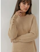 HiCCUP Pulover dama - cu maneca lunga - textura moale - bej - tricot -