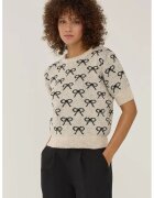 HiCCUP Pulover dama - cu maneca scurta - alb/negru - acril