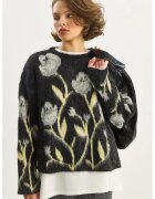 HiCCUP Pulover dama - Floral - Tricot - Negru -