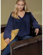 HiCCUP Pulover dama - gros - decolteu in V - albastru - tricot
