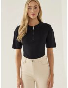 HiCCUP Pulover dama guler polo - fermoar - albastru - acril