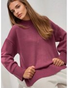 HiCCUP Pulover dama guler rotund - confortabil - roz prafuit - tricot