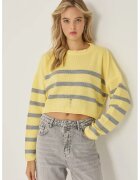 HiCCUP Pulover dama guler rotund - dungi - galben - material acrilic