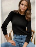 HiCCUP Pulover dama guler rotund - maneca lunga - negru - tricot