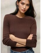 HiCCUP Pulover dama - guler rotund - maro - tricot