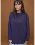 HiCCUP Pulover dama - lung tricotat din material gros - guler rotund - albastru lavanda - tricot