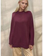 HiCCUP Pulover dama - lung tricotat gros - guler rotund - mov - tricot