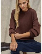 HiCCUP Pulover dama - lung tricotat - maro - material gros tricot