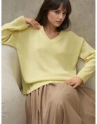 HiCCUP Pulover dama - material tricotat gros - decolteu in V - galben - tricot