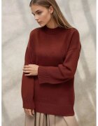 HiCCUP Pulover dama - pulover lung tricotat gros - maro roscat - tricot