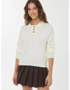 HiCCUP Pulover dama - pulover tricotat cu guler cu nasturi - alb - tricot